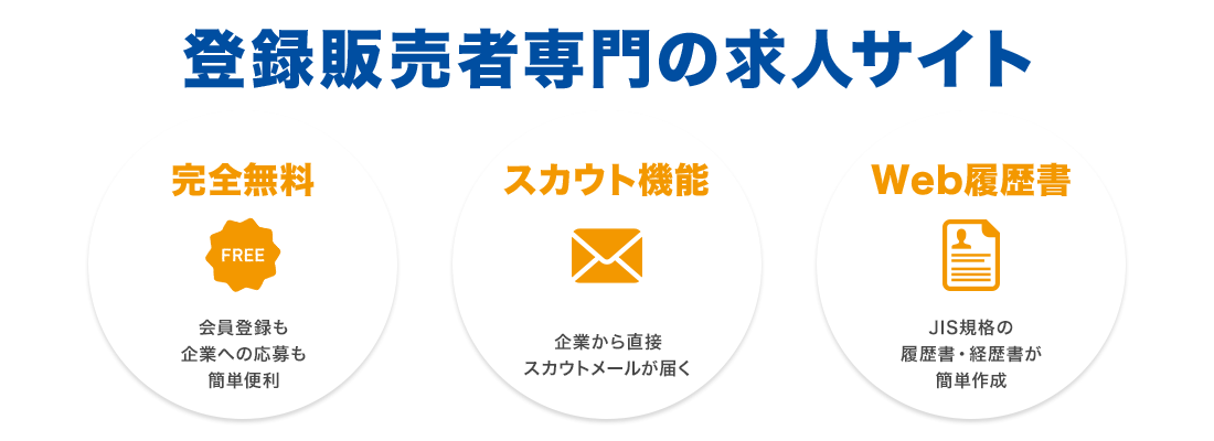 登録販売者専門の求人サイト 完全無料 スカウト機能 Web履歴書